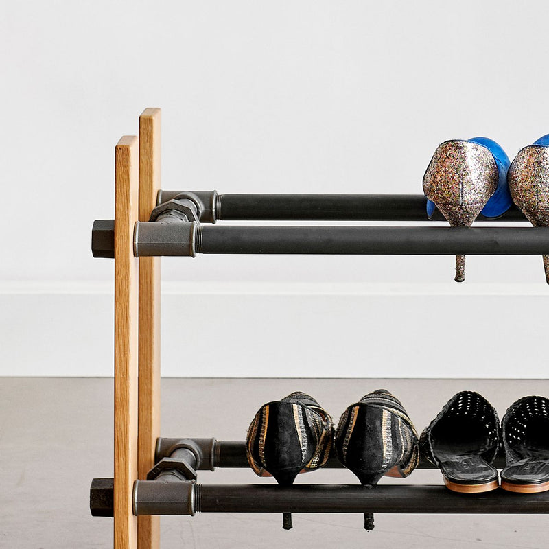 RackBuddy Shoe Rack in natural oak with 2 levels - Nordic styled shoe rack available in 2 widths