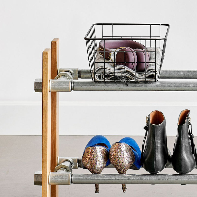 RackBuddy Shoe Rack in natural oak with 2 levels - Nordic styled shoe rack available in 2 widths